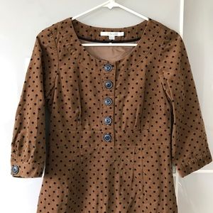 Boden placket cord dress in mole pretty spot